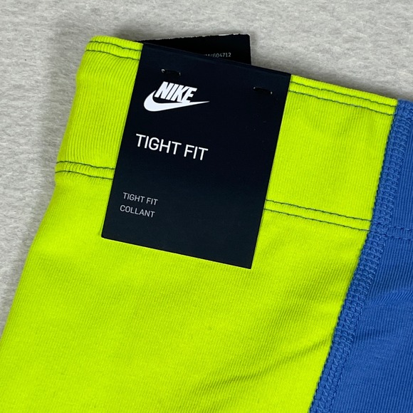 Nike Sportswear Colorblock Leg-A-See Leggings Womens L Blue Neon Green NWT - Picture 9 of 10